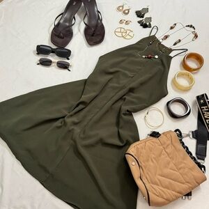 Elegant Olive Green Mini Dress